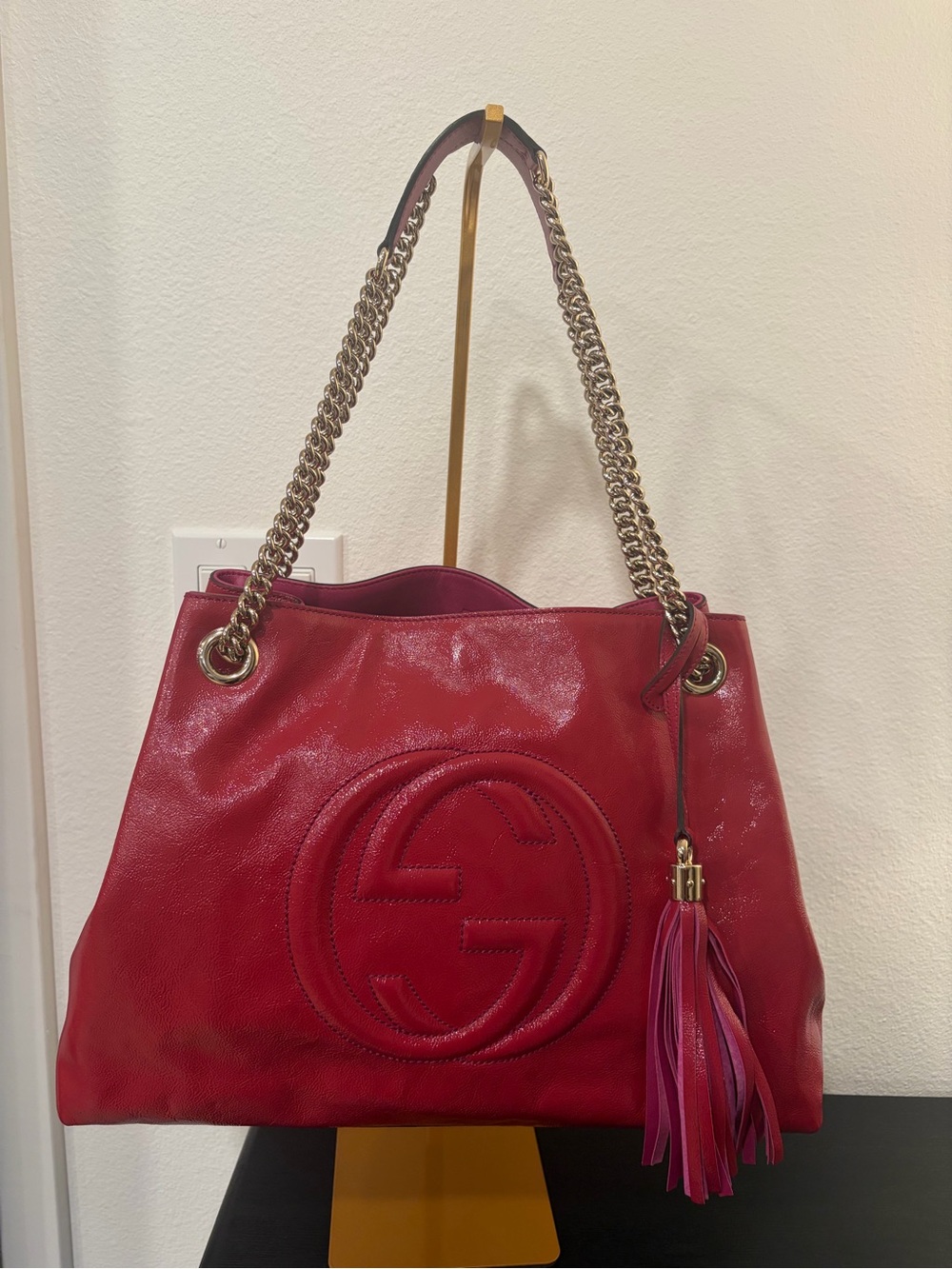 Gucci Pink Soho Bag with Tassel and Chain Straps